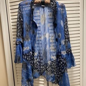 Damee Blue Sheer Flowing Outer Top